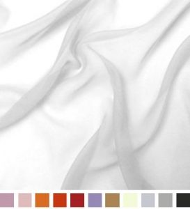 Chiffon Fabric | 10 Yards Continuous | 60" Wide | Wedding Decoration, DIY Decoration, Sheer, Drapery, Solid by Barcelonetta (White)